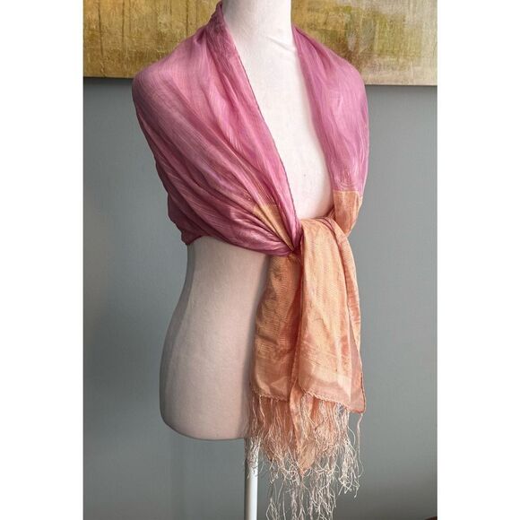 Pink/Gold Lightweight Scarf - Picture 6 of 12